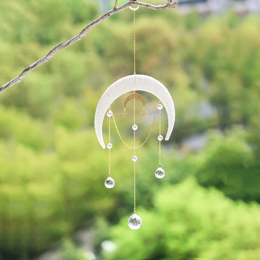 Crescent Moon Crystal Dream Catcher