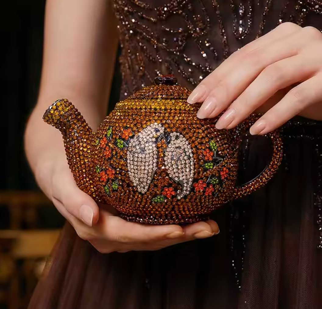 Glam Teapot Crystal Clutch