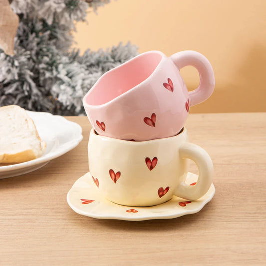 Ceramic Heart Tea Cup & Plate