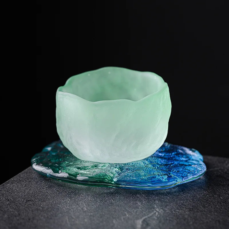 Crystal Glaze Tea Cup & Coaster
