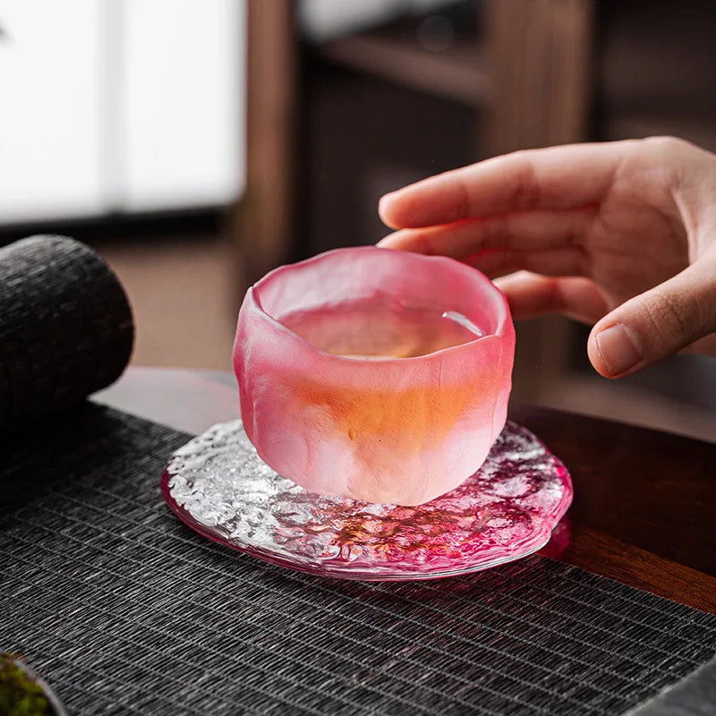 Crystal Glaze Tea Cup & Coaster