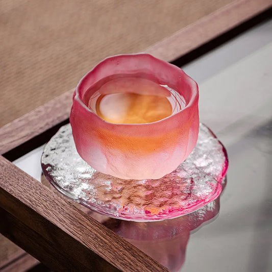 Crystal Glaze Tea Cup & Coaster