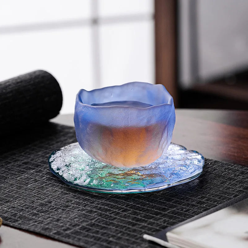 Crystal Glaze Tea Cup & Coaster