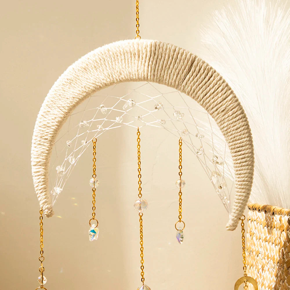 Crescent Moon Crystal Dream Catcher