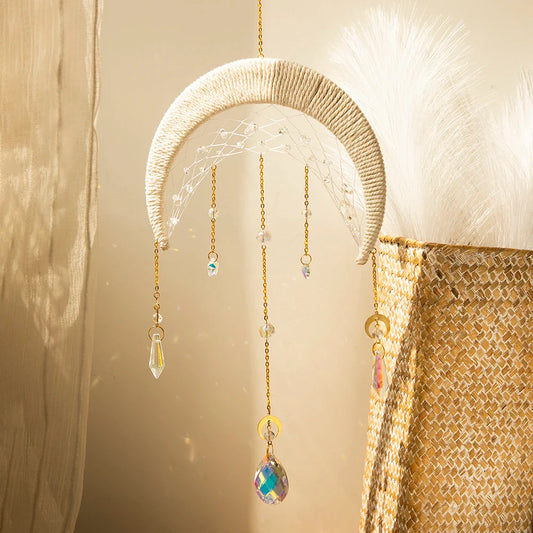 Crescent Moon Crystal Dream Catcher
