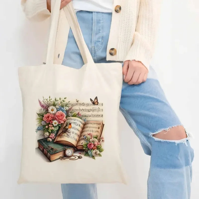 Floral Canvas Tote Bag